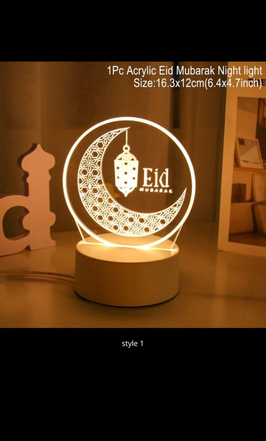 Eid Mubarak 3D Led Lamp Ramadan Night Light Led Moon Star Eid Bedroom Decoration Light Ornament Ramadan Decoration For Home 2024